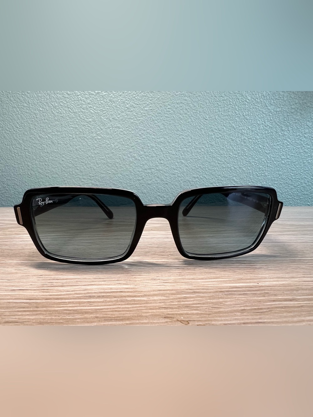 Ray-Ban Black Frame Sunglasses with Blue Gradient Lenses - Picture 3 of 9